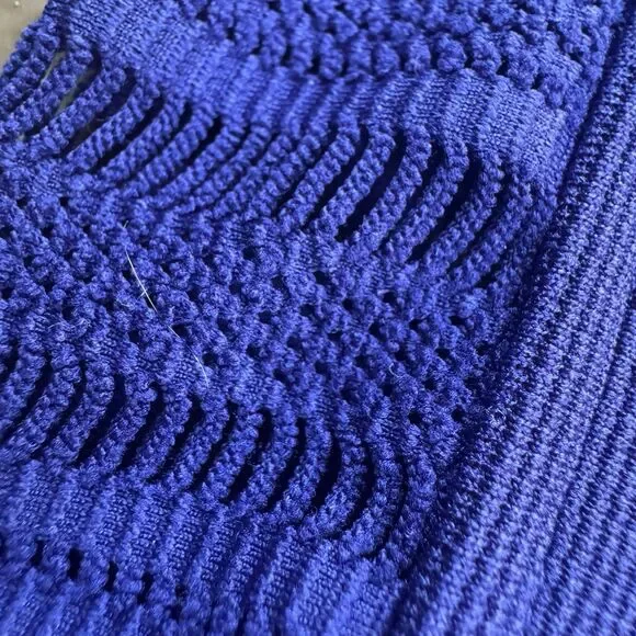 Express Midi Royal Blue Bodycon Body shape W Mesh Cutouts Dress Sz 2 - Picture 2 of 14